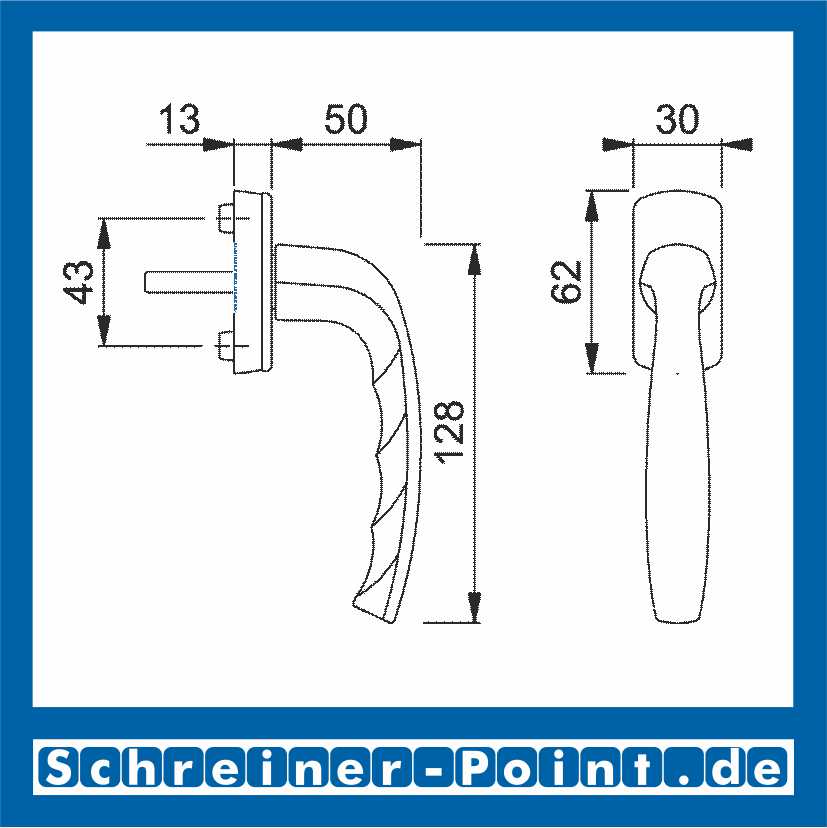 Hoppe New York Aluminium Fenstergriff F9 Stahlfarben 0810/U10, 3285371